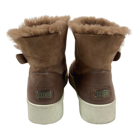 Australia Luxe Collective Cameron Brown Sheepskin Leather Shearling Boots Sz 9 - Picture 4 of 12